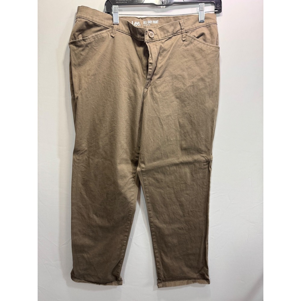 Lee All Day Pant Straight Leg Taupe Brown Casual Workwear Trousers Mens size 16S